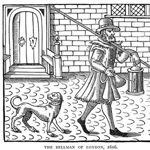 ENGLAND: BELLMAN, 1616. Woodcut from the title page to Thomas Dekkers pamphlet