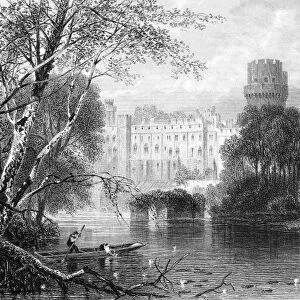 ENGLAND: WARWICK CASTLE. Warwick Castle, Warwickshire, England, on the River Avon. Steel engraving, 19th century