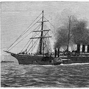 ENGLISH STEAMSHIP, 1881. Inman Lines City of Rome, launched in 1881, it could carry more than 1, 400 passengers on the voyage from Liverpool and Queenstown, Ireland, to New York. Contemporary wood engraving