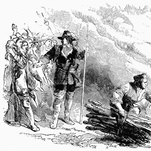 EUROPE: WITCH BURNING. Burning a witch at the stake in 17th century Europe. Wood engraving, late 19th century