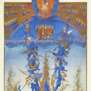 FALL OF REBEL ANGELS. Illumination from the 15th century manuscript of the Tres Riches Heures of Jean, Duke of Berry