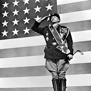 FILM: PATTON, 1970. George C. Scott as General George S. Patton in World War II. Scene from Patton directed by Franklin J. Schaffner, 1970