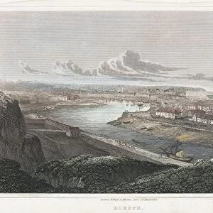 FRANCE: DIEPPE, 1822. View of Dieppe, France. Steel engraving, English, 1822, after a drawing by Robert Batty