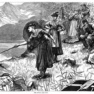 GERMANY: EIBSEE, 1876. Local peasant women shooting a cannon so that tourists can