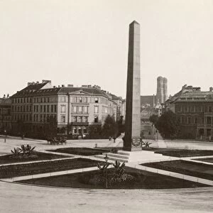GERMANY: MUNICH. A view of Karolinenplatz and the obelisk, designed by Leo von Klenze