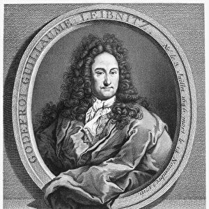 GOTTFRIED von LEIBNIZ (1646-1716). Baron Gottfried Wilhelm von Leibniz. German philosopher and mathematician. Copper engraving, 1745