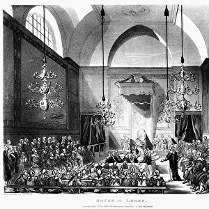 GREAT BRITAIN: PARLIAMENT. The House of Lords. Aquatint engraving, 1809, after Augustus Pugin and Thomas Rowlandson