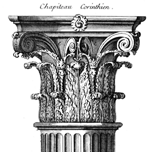 GREECE: CORINTHIAN CAPITAL. Ancient Greek Corinthian capital. Line engraving, French, 18th century