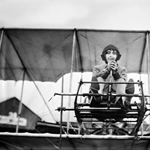 HÔÇ░L╦åNE DUTRIEU (1877-1961). French cycling world champion, motorcyclist, automobile racer, stunt driver and pioneer aviator, known as Girl Hawk, the most daring and accomplished woman pilot of her time. Photographed in her airplane, c1911