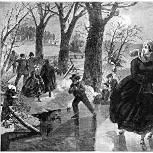 ICE SKATING, 1862. Ice skating season. Engraving, 1862