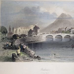 IRELAND, 19th CENTURY. Ballina, County Mayo, Ireland. Steel engraving, English, c1840, after William Henry Barlett