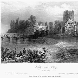 IRELAND: HOLY CROSS ABBEY. View of Holy Cross Abbey on the river Suir, County Tipperary, Ireland. Steel engraving, English, c1840, after William Henry Bartlett