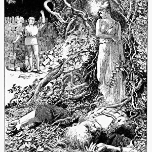 JACK AND THE BEANSTALK. Drawing, 1890, by Lancelot Speed for the traditional English