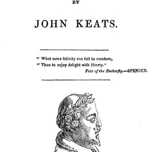JOHN KEATS (1795-1821). English poet. Title page of the first edition of Poems