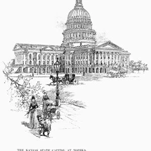 KANSAS: STATE CAPITOL. The Kansas State Capitol at Topeka. Line engraving, 19th century