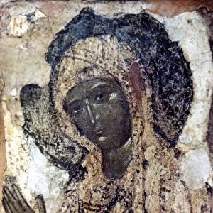 KHALKOPRATIYSKAYA VIRGIN. Icon from the Assumption Cathedral. 14th century