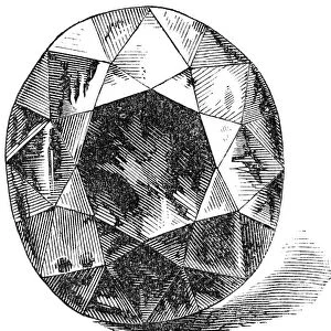 KOH-I-NOOR DIAMOND. The Koh-I-Noor diamond after it was recut in 1851, front view
