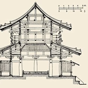Kondo (Main Hall) at the Horyuji at Nara, section