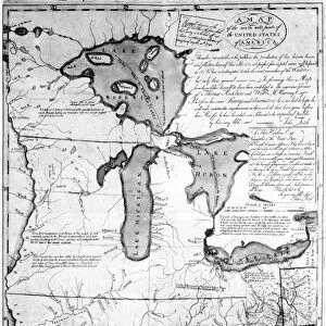 LAND ORDINANCE, 1785. Map of the northwest parts of the United States according