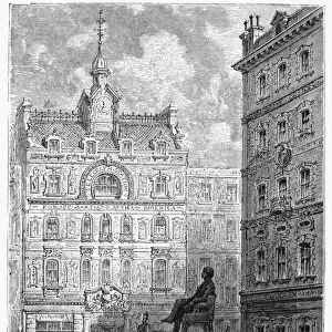 LONDON: STATUE, 1872. Statue of American financier, George Peabody, near the Royal