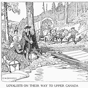 Loyalists on their way to Upper Canada after the American Revolution. Pen-and-ink drawing by Charles W. Jefferys