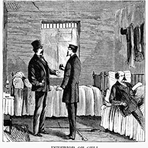 LUDLOW STREET JAIL, 1868. The interior of a cell in the Ludlow Street Jail, situated at the corner of Ludlow Street and Essex Market Place, New York City. Wood engraving from an American newspaper of 1868