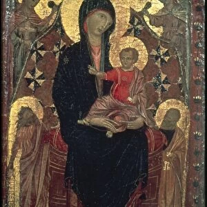 MADONNA AND CHILD. Attributed to Cimabue: Madonna and Child with Baptist and St. Peter. c1290