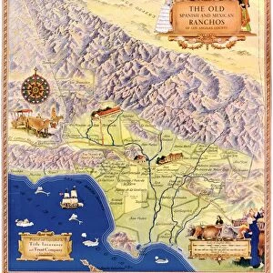 MAP: LOS ANGELES, c1937. The Old Spanish and Mexican Ranchos of Los Angeles County