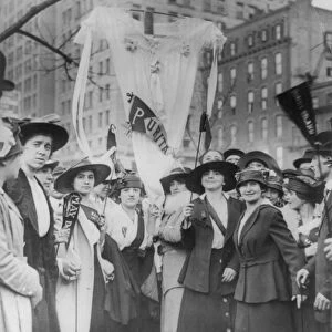 MAY DAY PARADE, 1916. Women garment workers at a May Day parade in New York City, 1916