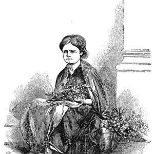 MAYHEW: LONDON, 1861. The wallflower girl. Wood engraving from Henry Mayhews London Labour and the London Poor, 1861