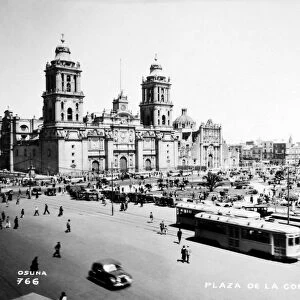 MEXICO CITY: ZOCALO, c1930. Plaza de la Constitucion, Mexico City. Photograph, c1930
