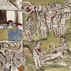 MEXICO: INDIANS, c1500. Warfare among the P urhepecha (Tarascan) Indians of Michoacan Province