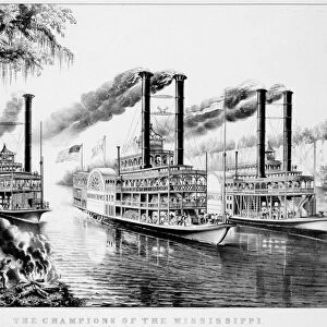 MISSISSIPPI RIVER RACE, 1866. The Champions of the Mississippi-- A Race for the Buckhorns
