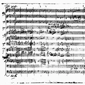 MOZART: MAGIC FLUTE. Papagenos aria, from Wolfgang Amadeus Mozarts manuscript