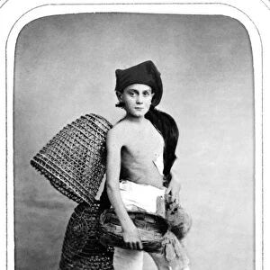 NAPLES: FISHER BOY, 1869. A peasant fisher boy of Naples, Italy. Photograph, 1869