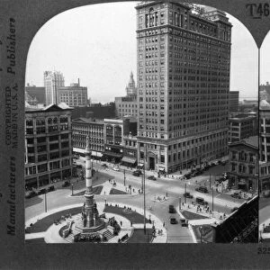 NEW YORK: BUFFALO, c1930. View of Lafayette Square and the Liberty Building
