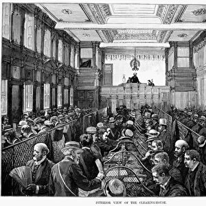 The New York Clearing House. Wood engraving from an American newspaper of 1887