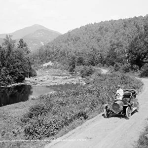 NEW YORK: LAKE PLACID. View of Whiteface Mountain and Wilmington High Falls Road in Lake Placid