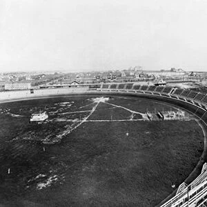 NEW YORK: MOTORDROME, c1912. A motordrome in Coney Island, Brooklyn, with Manhattan