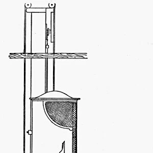 PASSENGER ELEVATOR, 1856. The first enclosed passenger elevator, 1856
