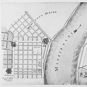 Plan of a part of New Orleans, Louisiana, showing the Faubourg Marigny on the Mississippi River. Drawing by Barthelemy Lafon, 1814
