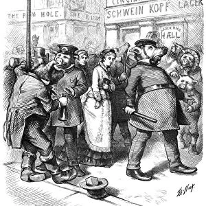 POLICE CARTOON, 1874. Jewels Among Swine. American newspaper cartoon by Thomas Nast