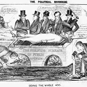 The Political Barbecue - Going the Whole Hog. An anti-Andrew Jackson cartoon of 1835