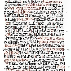 Portion of the Ebers Papyrus, an extensive medical manuscript from ancient Egypt, c1550 BC
