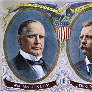 PRESIDENTIAL CAMPAIGN, 1900. William McKinley and Theodore Roosevelt as the Republican candidates for President and Vice President on a lithograph campaign poster
