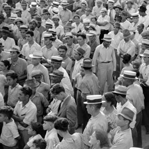 PUERTO RICO: STRIKE, 1942. A strike meeting of sugar workers in Yabucoa, Puerto Rico