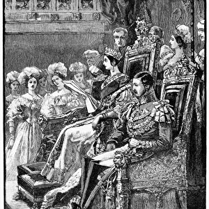 QUEEN VICTORIA, 1846. Queen Victoria opening Parliament, 19 January 1846. Wood engraving, 19th century