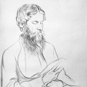 RABINDRANATH TAGORE (1861-1941). Hindu artist, philosopher and writer. Pencil drawing, 1912, by Sir William Rothenstein (1872-1945)