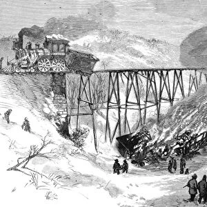 RAILROAD ACCIDENT, 1873. Railroad accident at Prospect Station, Pennsylvania. Wood engraving from a newspaper of 1873
