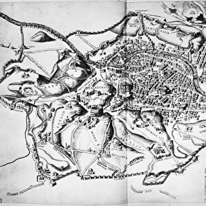 ROME: MAP, 1557. Map of Rome from Antonio Lafreris Speculum Romanae Magnificentiae, 1557